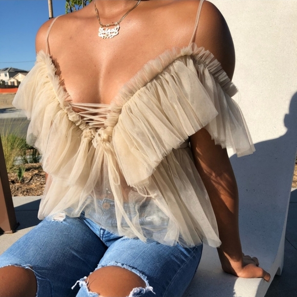 - PrettyLittleThing Mesh Tulle top - Picture 1 of 7